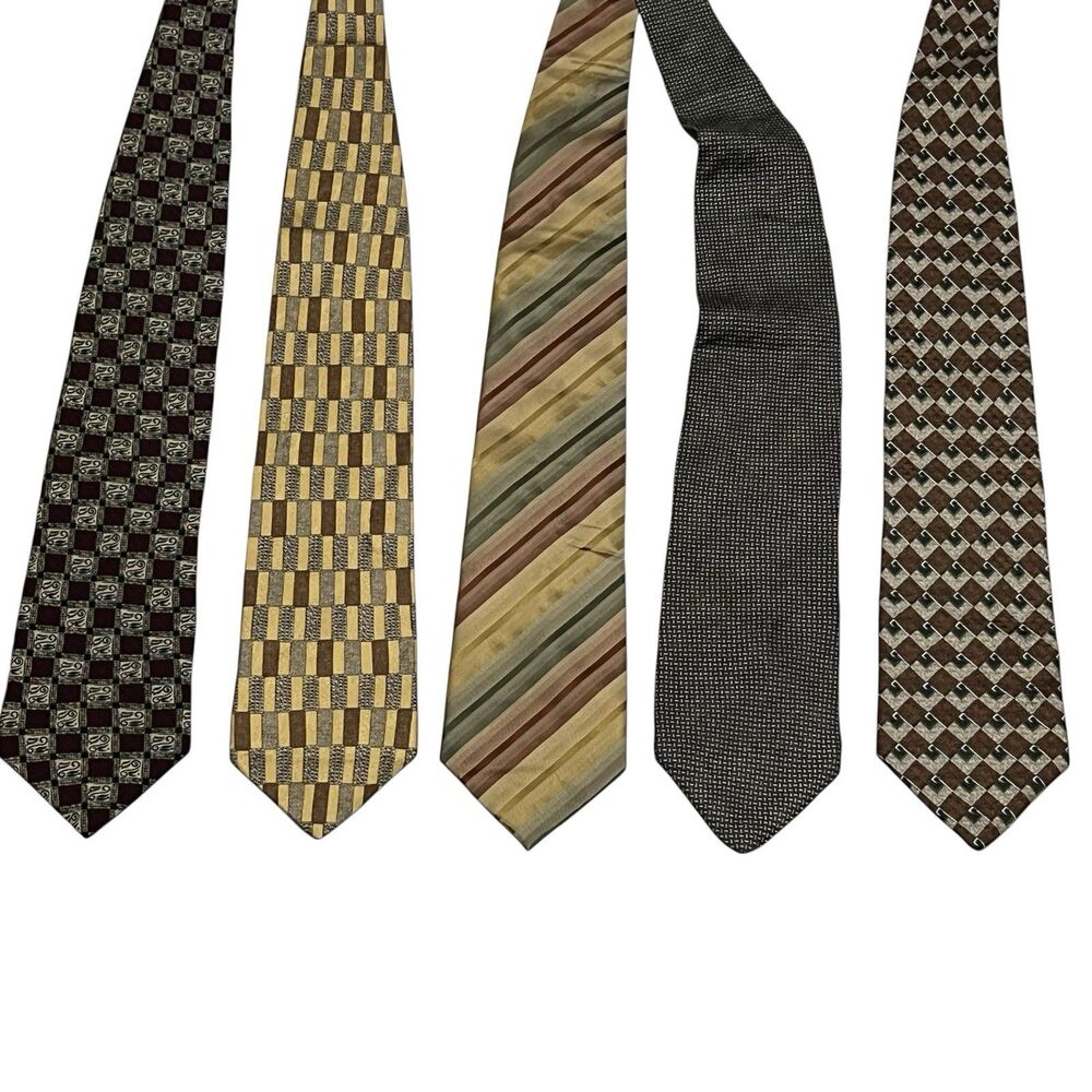 Kenneth Cole Mixed Lot of 5 Mens Neck Ties Silk Classic Work Event Multicolor 70